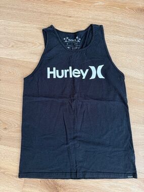 Hurley Black Tank with White Palm Logo